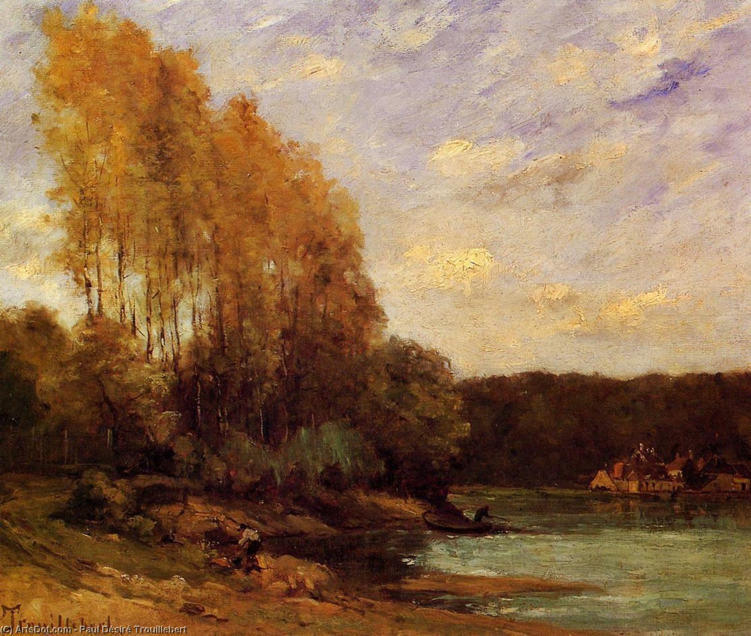 Wikioo.org - The Encyclopedia of Fine Arts - Painting, Artwork by Paul Désiré Trouillebert - Early Autumn on a Lake