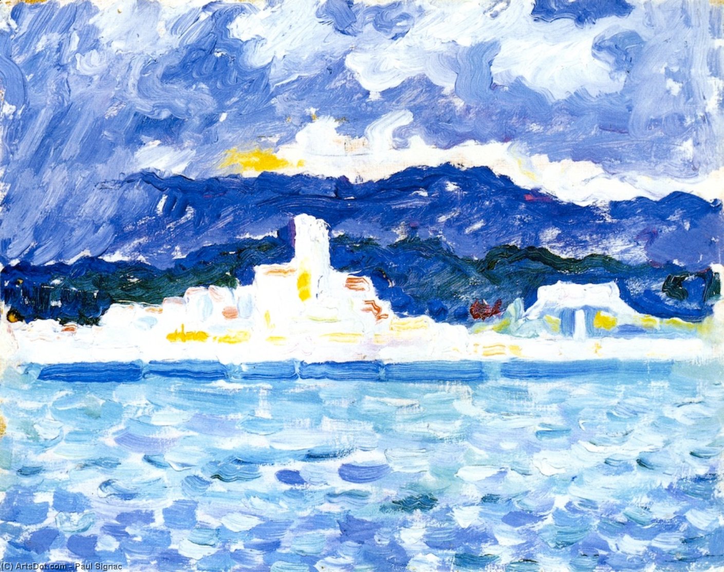 Wikoo.org - موسوعة الفنون الجميلة - اللوحة، العمل الفني Paul Signac - East Wind, Antibes