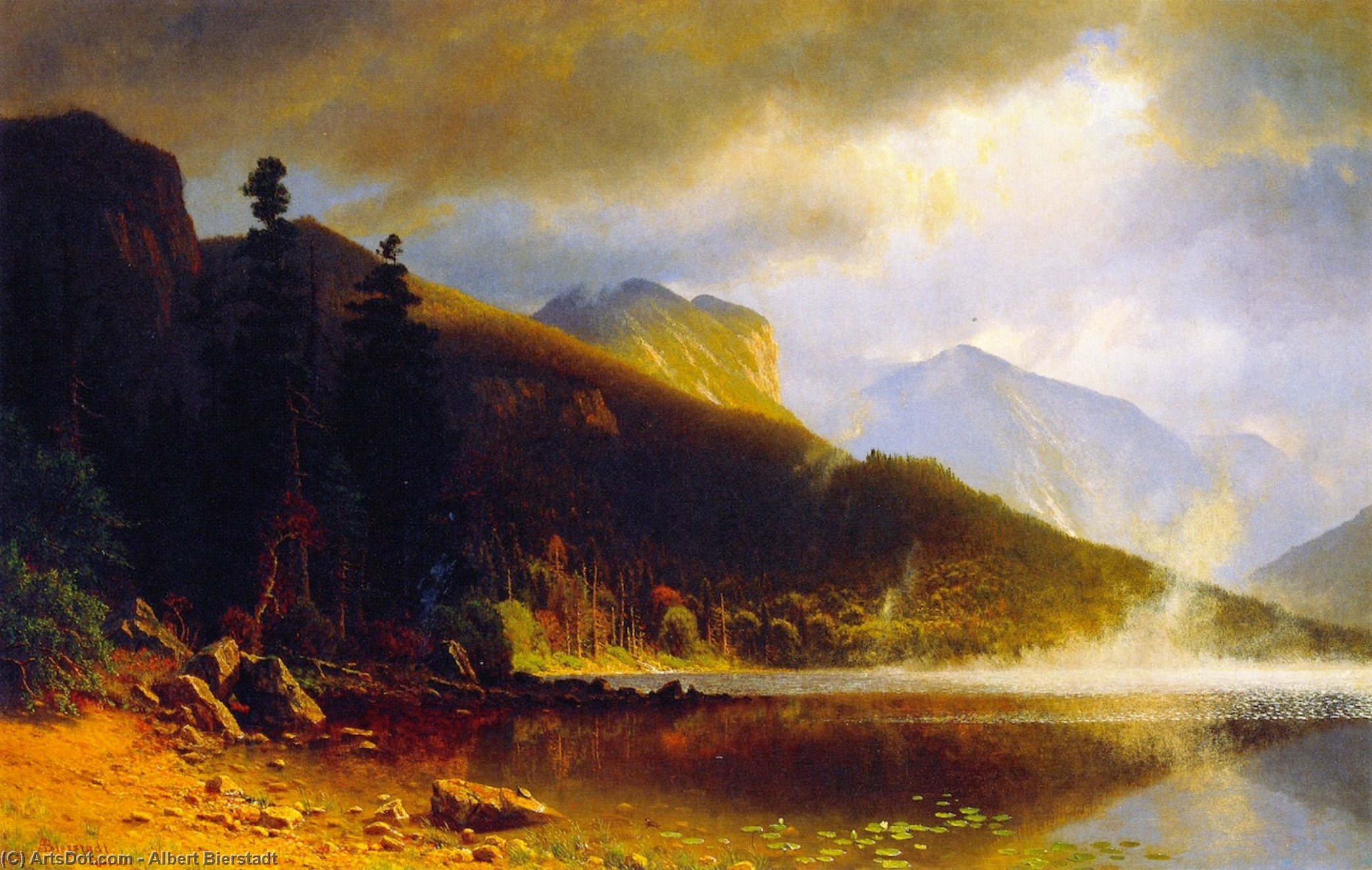 Wikioo.org - The Encyclopedia of Fine Arts - Painting, Artwork by Albert Bierstadt - Echo Lake, Franconia Mountains, New Hampshire