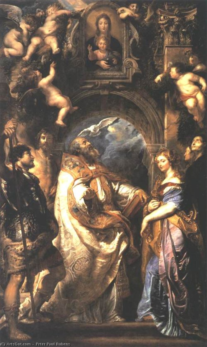 WikiOO.org – 美術百科全書 - 繪畫，作品 Peter Paul Rubens - 销魂 的  圣  格雷戈里  的  伟大的
