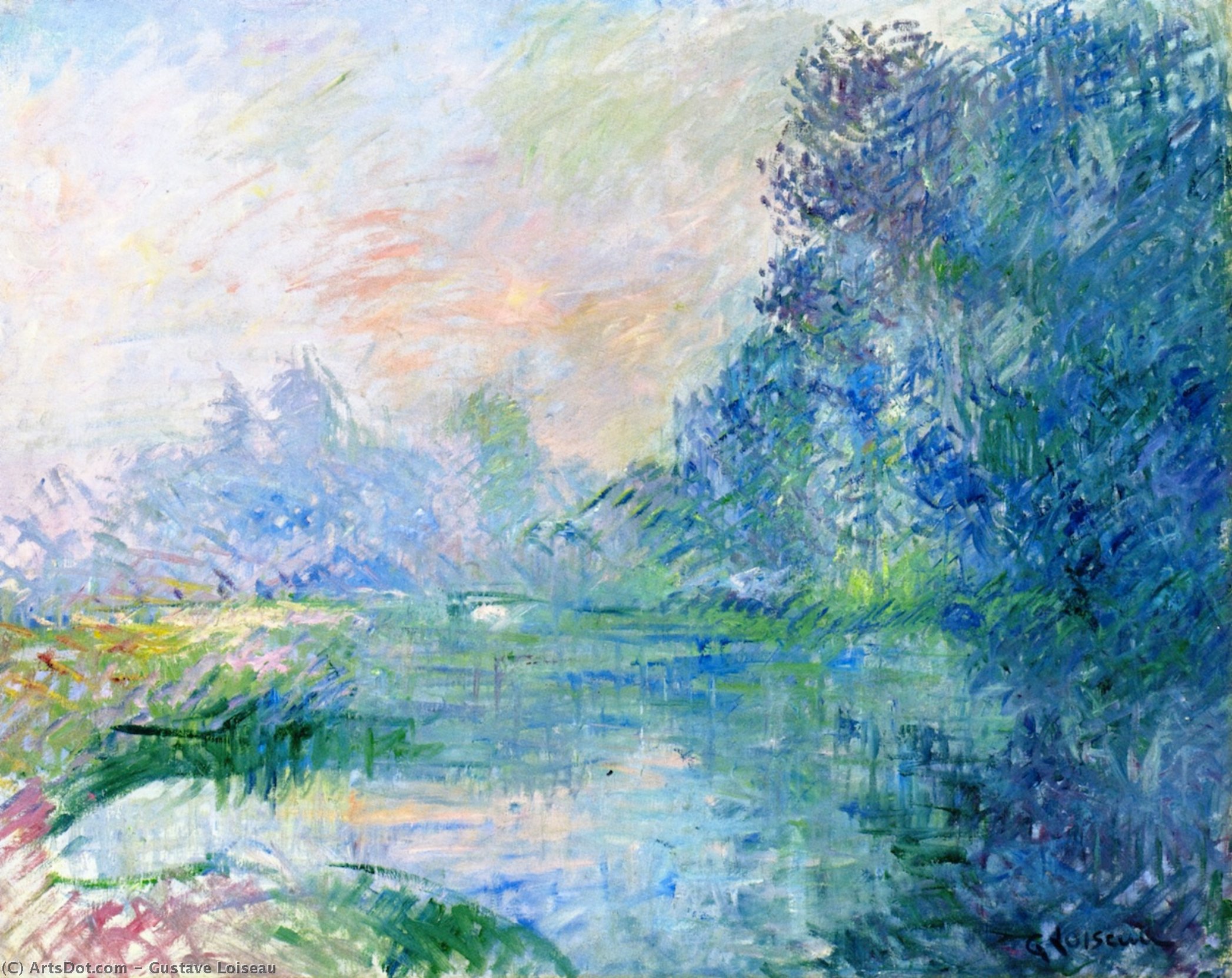 WikiOO.org - Encyclopedia of Fine Arts - Malba, Artwork Gustave Loiseau - Edge of the Eure, Morning Effect