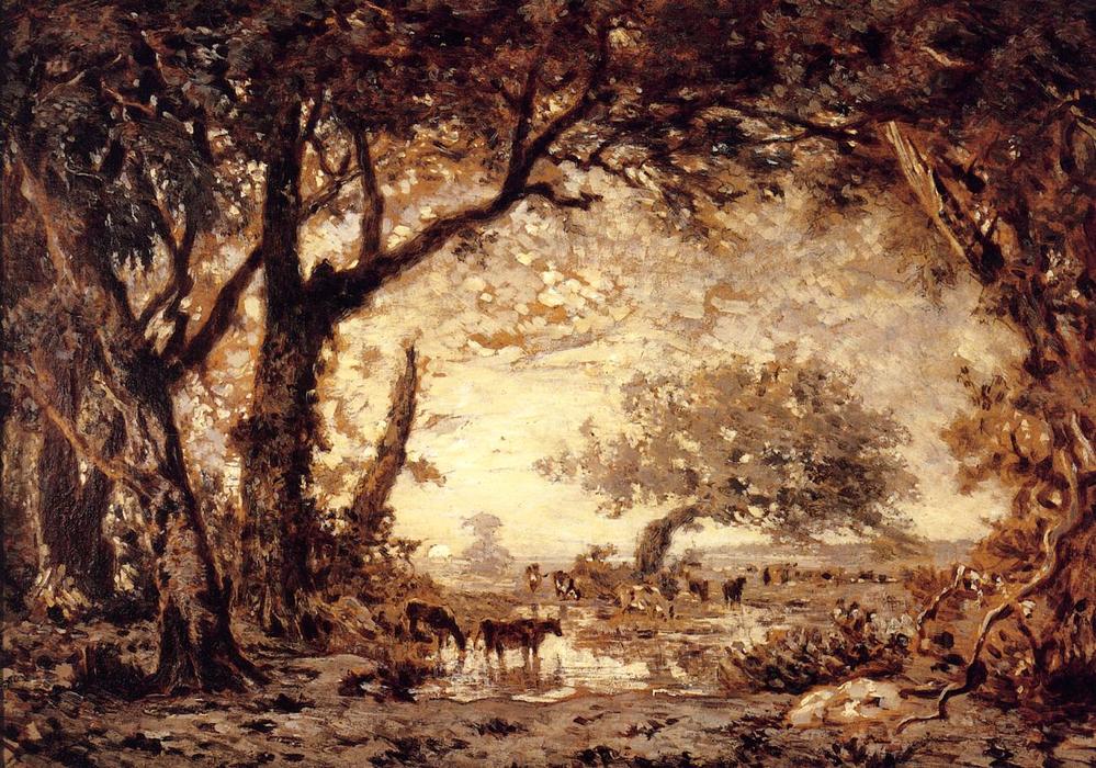 Wikioo.org – La Enciclopedia de las Bellas Artes - Pintura, Obras de arte de Théodore Rousseau (Pierre Etienne Théodore Rousseau) - borde el bosque de `fontainebleau`