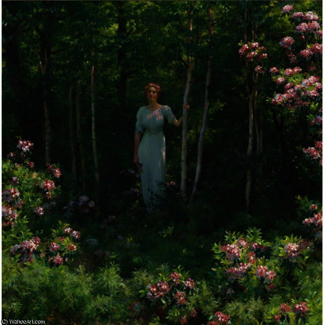 Wikioo.org - สารานุกรมวิจิตรศิลป์ - จิตรกรรม Charles Courtney Curran - The Edge of the Woods