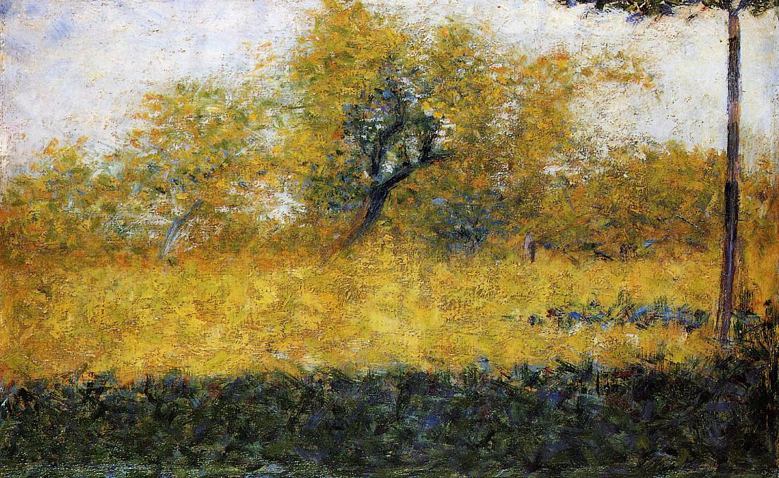 WikiOO.org - Енциклопедия за изящни изкуства - Живопис, Произведения на изкуството Georges Pierre Seurat - Edge of Wood, Springtime