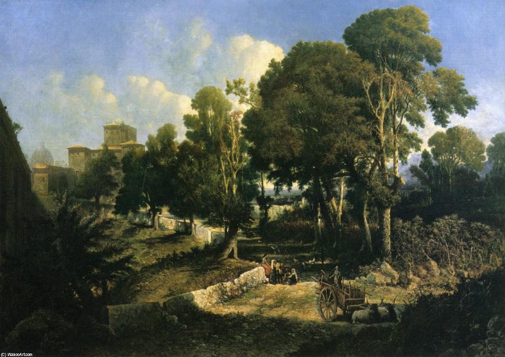 Wikioo.org - The Encyclopedia of Fine Arts - Painting, Artwork by George Loring Brown - Effect near Noon - Along the Appian Way