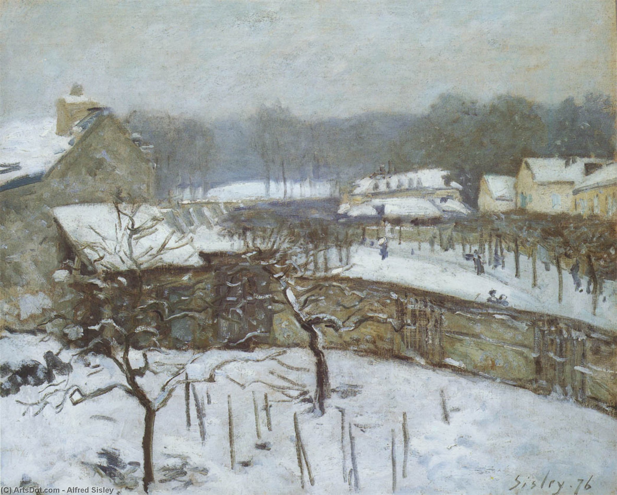 Wikioo.org - The Encyclopedia of Fine Arts - Painting, Artwork by Alfred Sisley - Effect of Snow, Marly