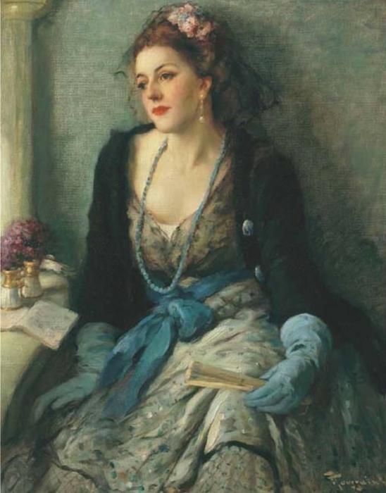 Wikioo.org - Bách khoa toàn thư về mỹ thuật - Vẽ tranh, Tác phẩm nghệ thuật Fernand Toussaint - Elegant lady at the opera