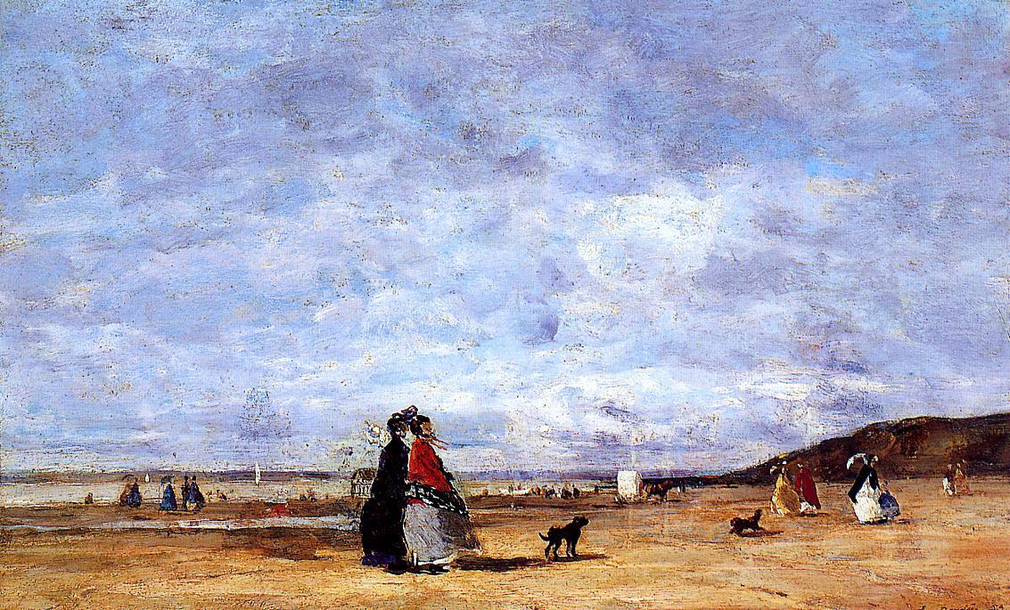 Wikioo.org - The Encyclopedia of Fine Arts - Painting, Artwork by Eugène Louis Boudin - Elegant Women on the Beach