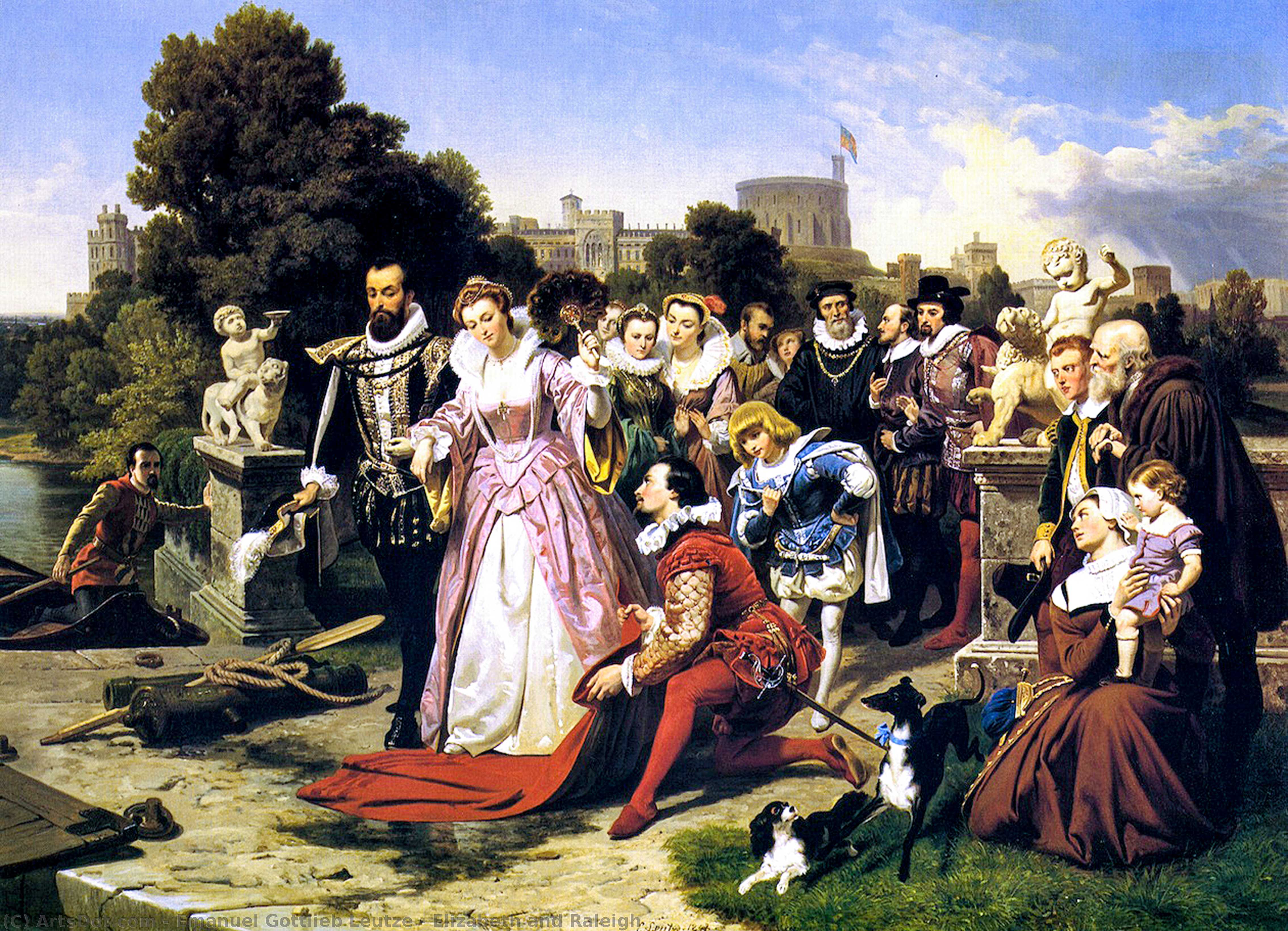 Wikioo.org - The Encyclopedia of Fine Arts - Painting, Artwork by Emanuel Gottlieb Leutze - Elizabeth and Raleigh