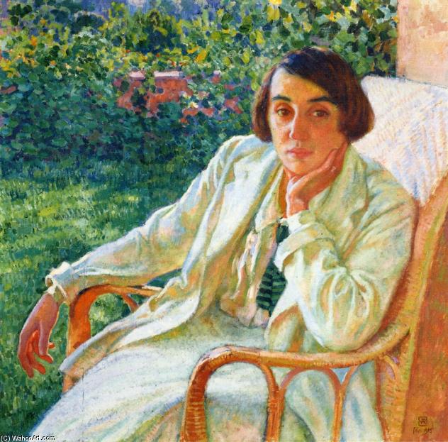 WikiOO.org - Encyclopedia of Fine Arts - Lukisan, Artwork Theo Van Rysselberghe - Elizabeth van Rysselberghe in a Cane Chair