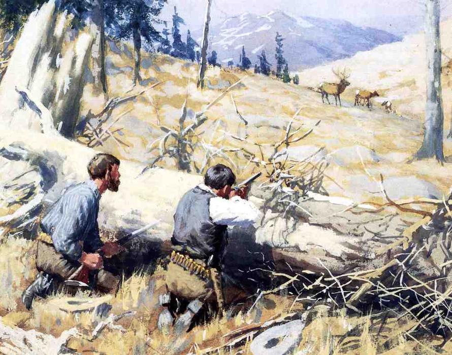 WikiOO.org - Енциклопедия за изящни изкуства - Живопис, Произведения на изкуството Arthur Burdett Frost - Elk Ahead