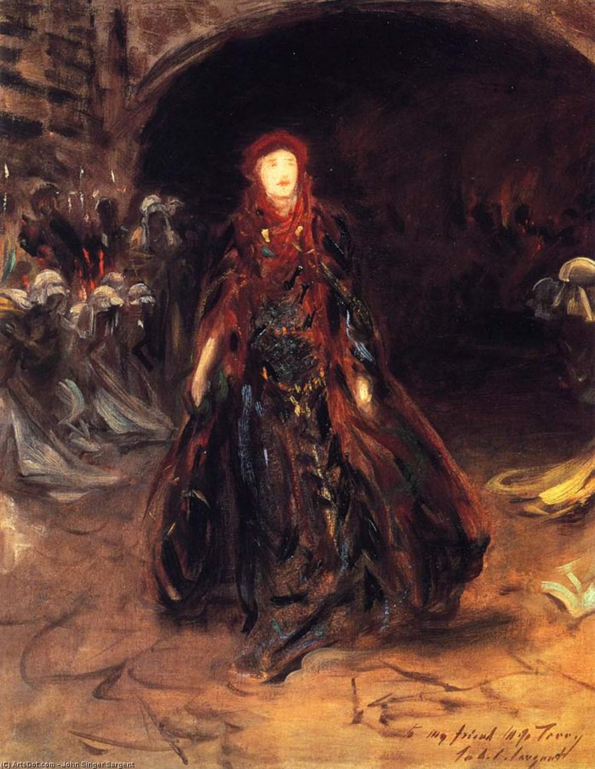 Wikioo.org - The Encyclopedia of Fine Arts - Painting, Artwork by John Singer Sargent - Ellen Terry as Lady Macbeth (sketch)