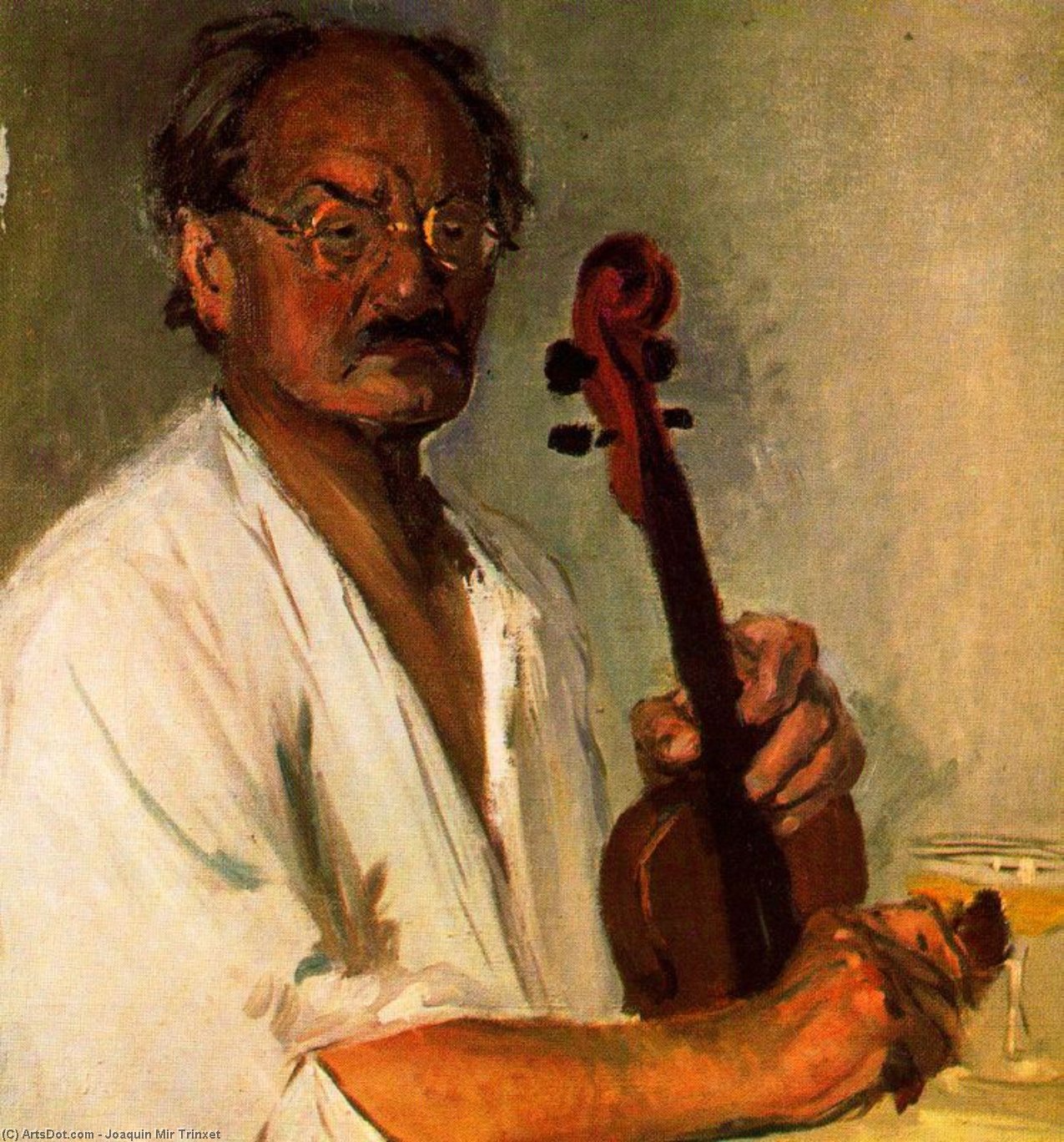 Wikioo.org – La Enciclopedia de las Bellas Artes - Pintura, Obras de arte de Joaquin Mir Trinxet - el violinista werner