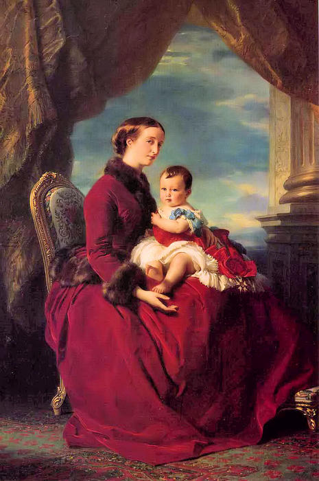 Wikioo.org - The Encyclopedia of Fine Arts - Painting, Artwork by Franz Xaver Winterhalter - The Empress Eugenie Holding Louis Napoleon