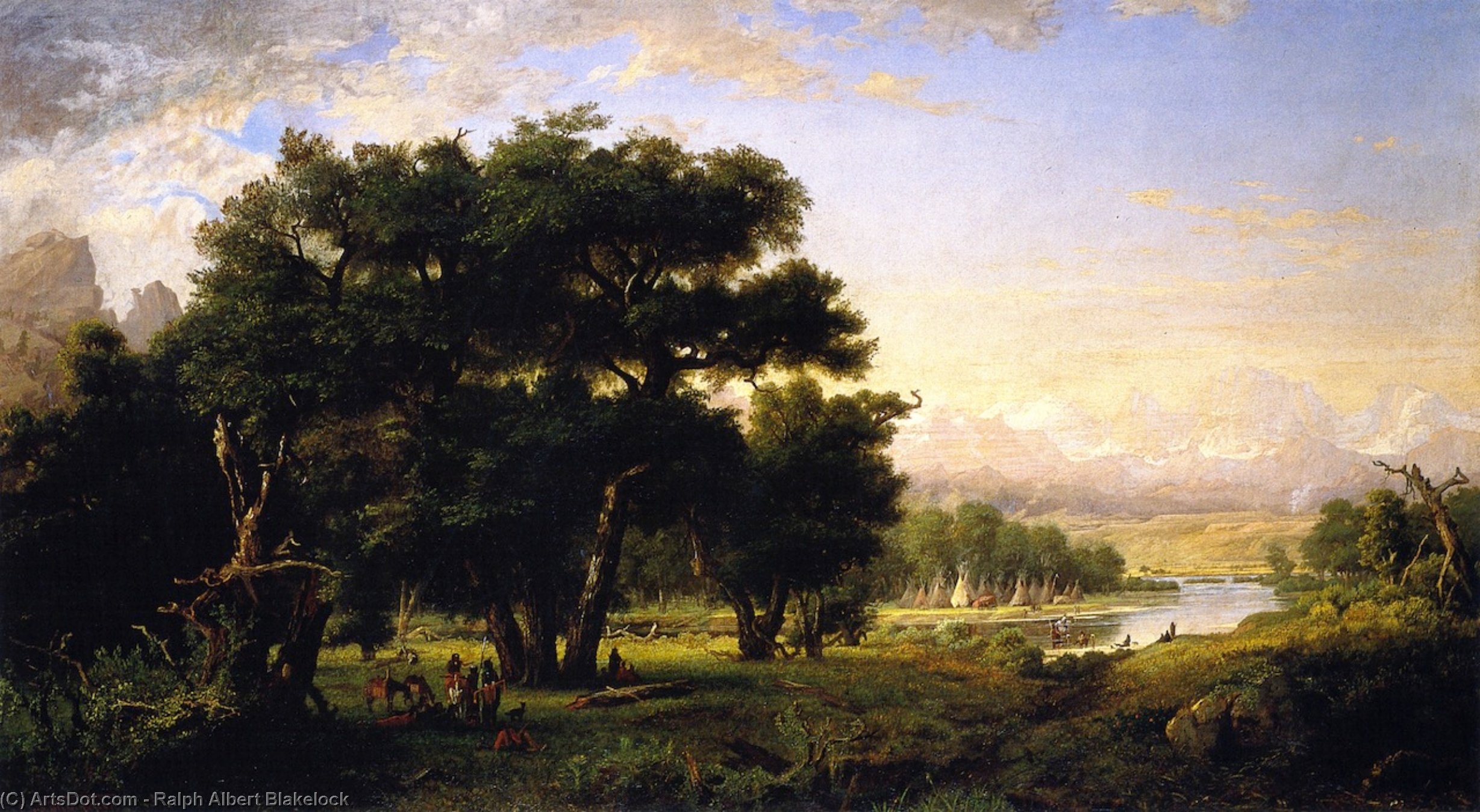 Wikioo.org - The Encyclopedia of Fine Arts - Painting, Artwork by Ralph Albert Blakelock - Encampment along the Snake River
