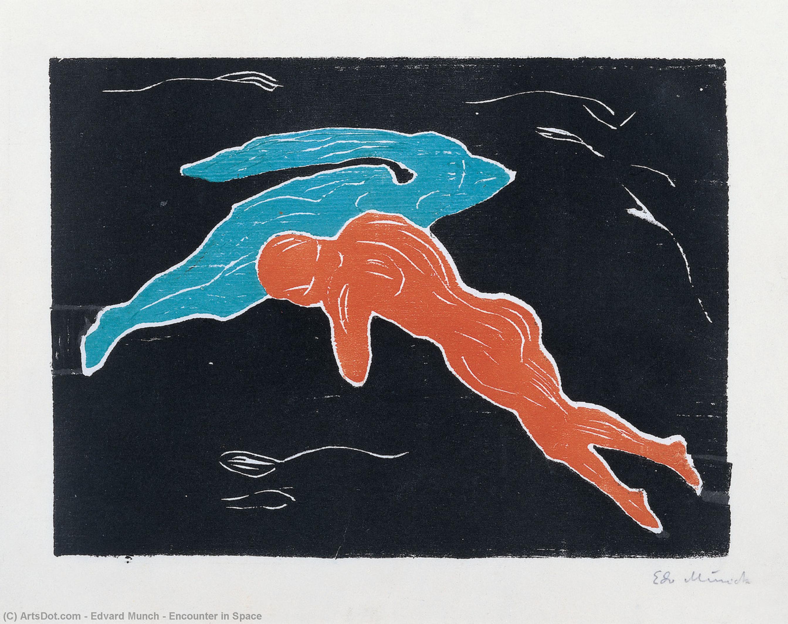 Wikoo.org - موسوعة الفنون الجميلة - اللوحة، العمل الفني Edvard Munch - Encounter in Space