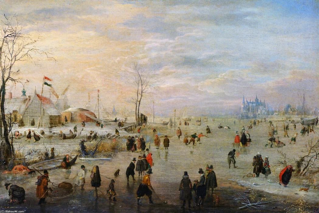 Wikioo.org – L'Encyclopédie des Beaux Arts - Peinture, Oeuvre de Hendrick Avercamp - Bénéficiant de la glace