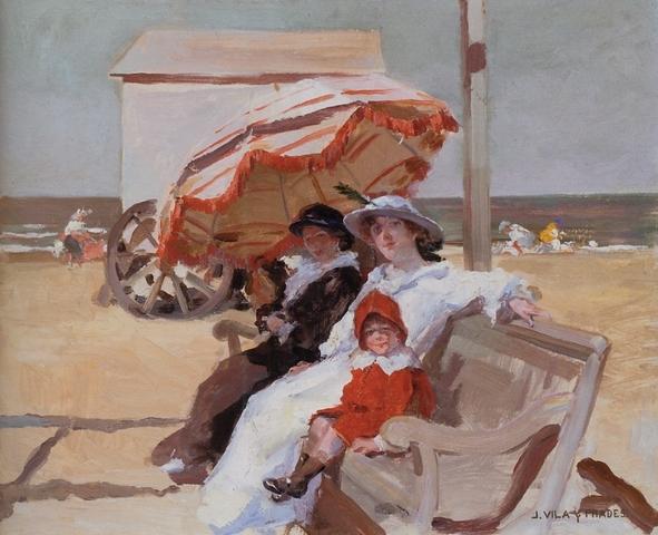 Wikioo.org - The Encyclopedia of Fine Arts - Painting, Artwork by Julio Vila Prades - En la playa