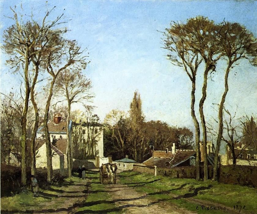 Wikioo.org - The Encyclopedia of Fine Arts - Painting, Artwork by Camille Pissarro - Entering the Village of Voisins