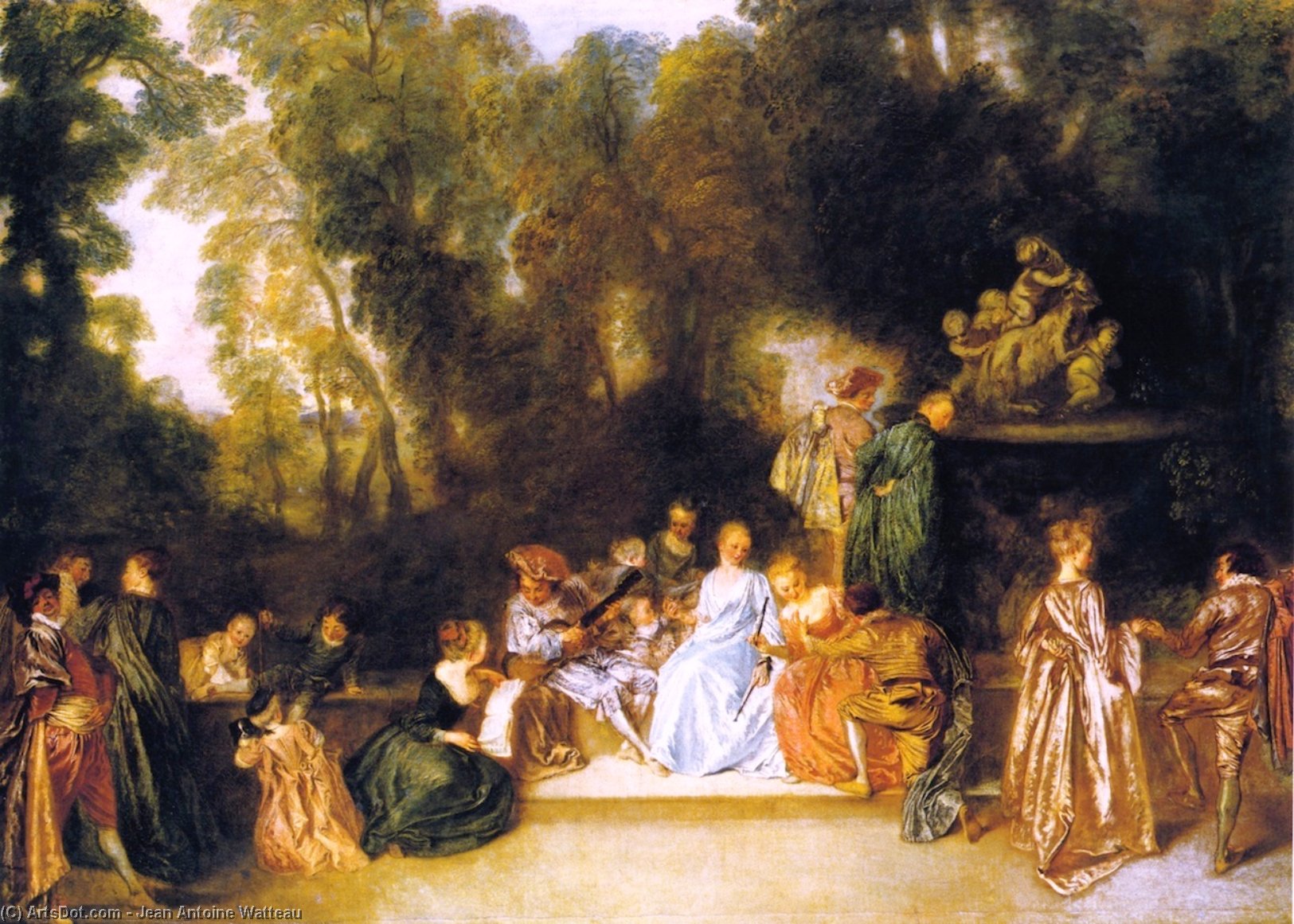 WikiOO.org – 美術百科全書 - 繪畫，作品 Jean Antoine Watteau - 娱乐 在  的  打开  空气