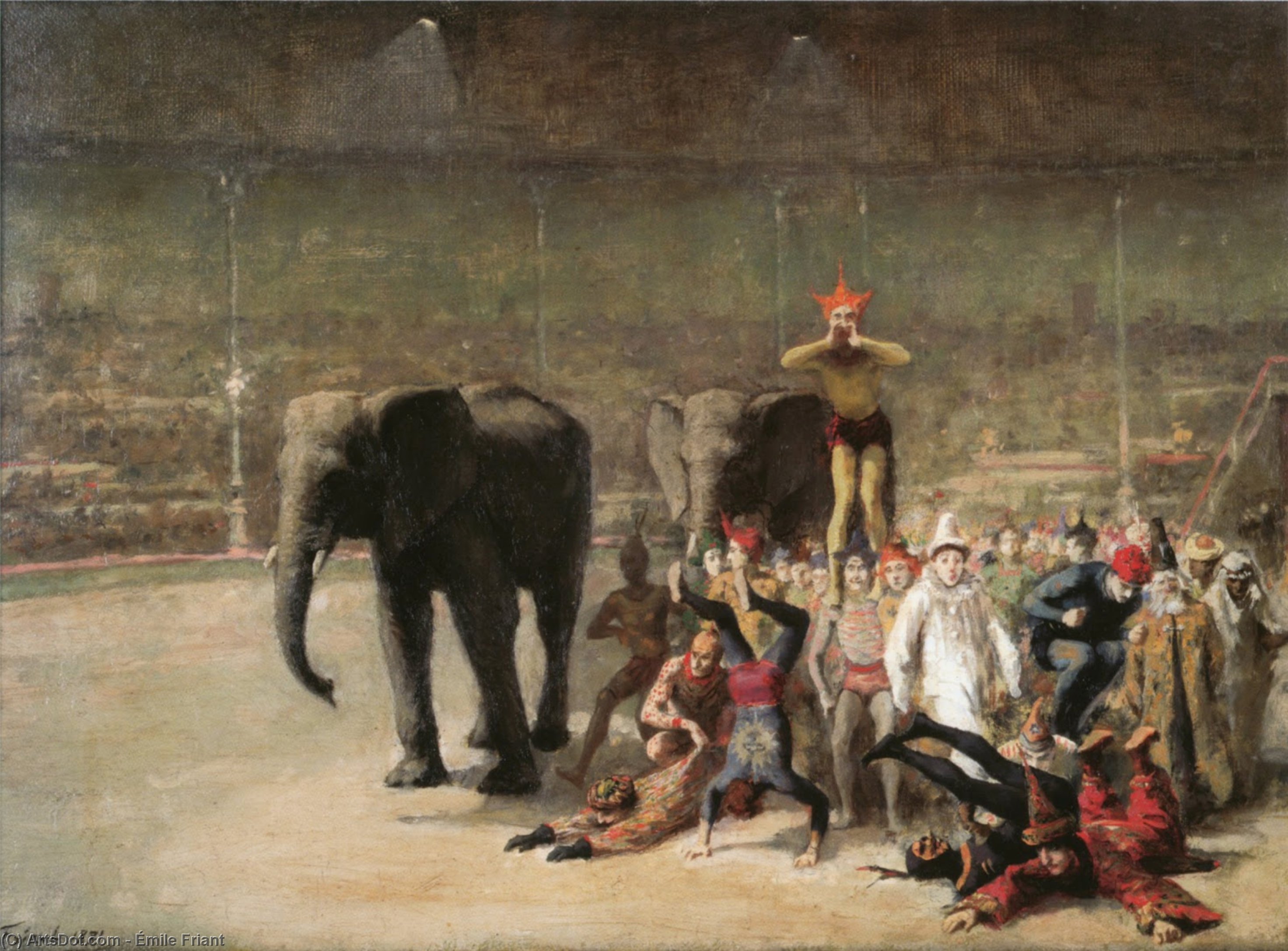 WikiOO.org - אנציקלופדיה לאמנויות יפות - ציור, יצירות אמנות Émile Friant - The Entrance of the Clowns