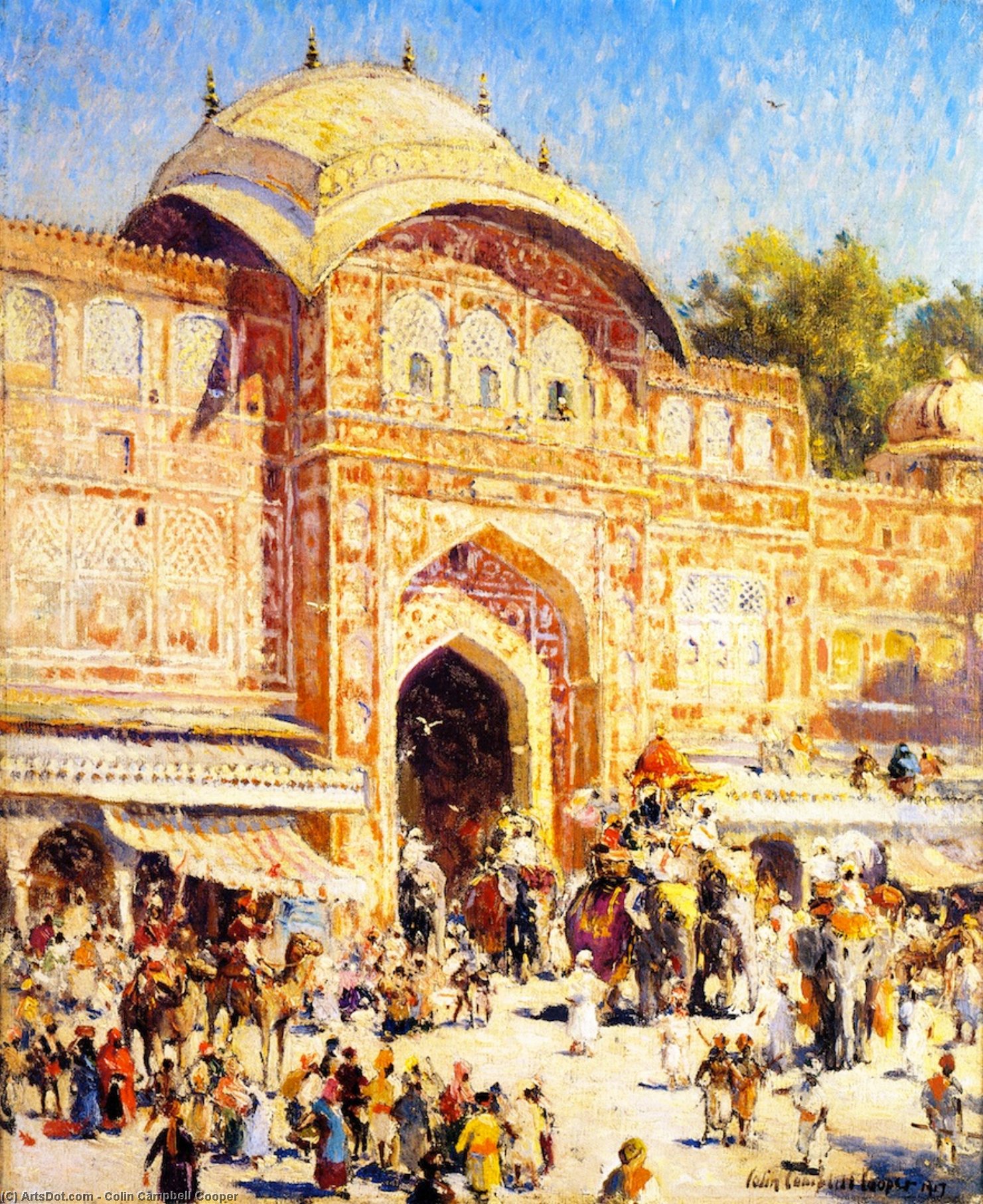 Wikioo.org - The Encyclopedia of Fine Arts - Painting, Artwork by Colin Campbell Cooper - Entrance to the Maharaja's Palace