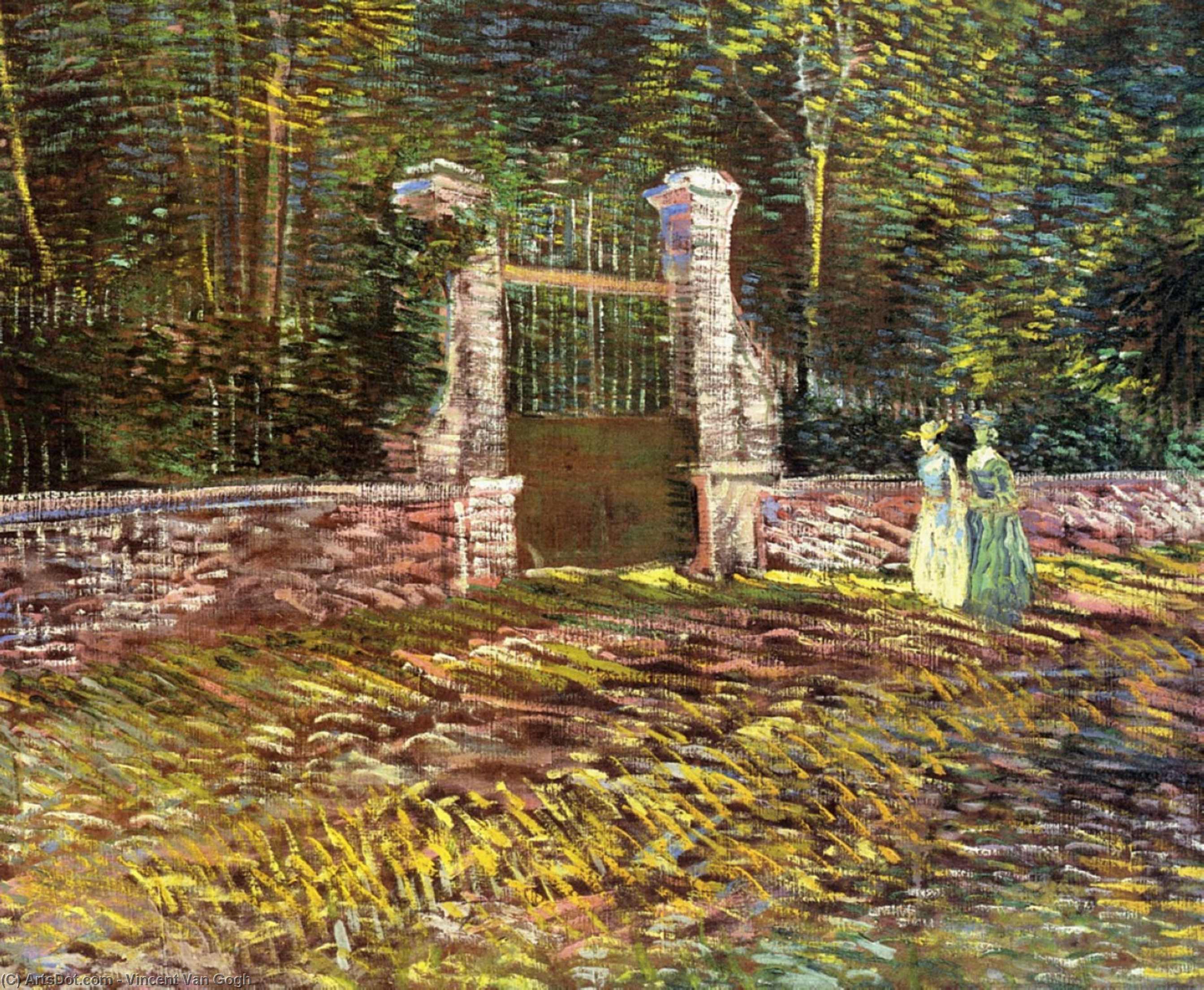 Wikioo.org - สารานุกรมวิจิตรศิลป์ - จิตรกรรม Vincent Van Gogh - Entrance to the Park at Voyer-d'Argenson in Asnieres