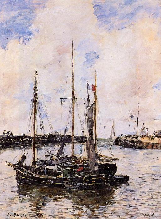 Wikioo.org - The Encyclopedia of Fine Arts - Painting, Artwork by Eugène Louis Boudin - Entrance to the Port of Trouville