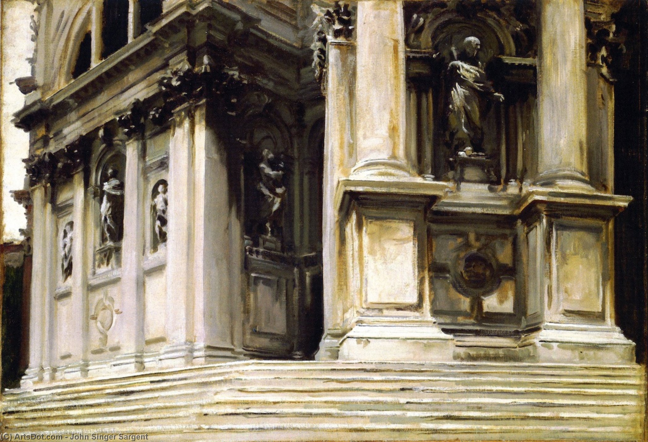 Wikoo.org - موسوعة الفنون الجميلة - اللوحة، العمل الفني John Singer Sargent - Entrance to Santa Maria della Salute