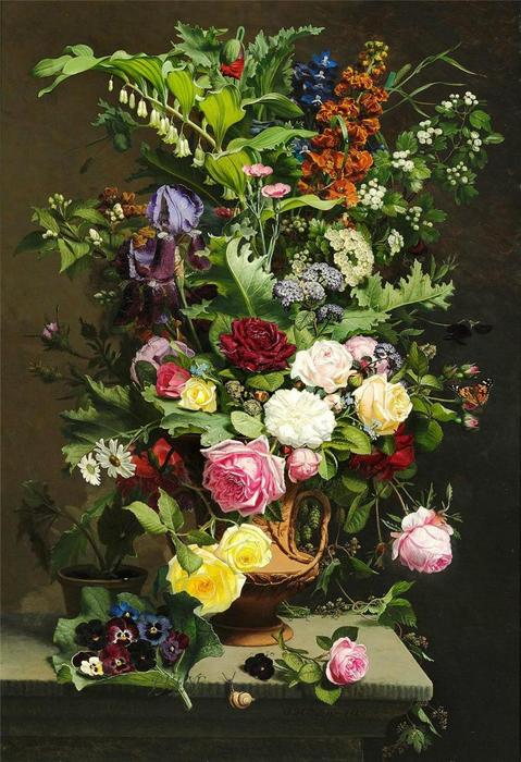 Wikioo.org - The Encyclopedia of Fine Arts - Painting, Artwork by Otto Didrik Ottesen - En Vase med Roserne