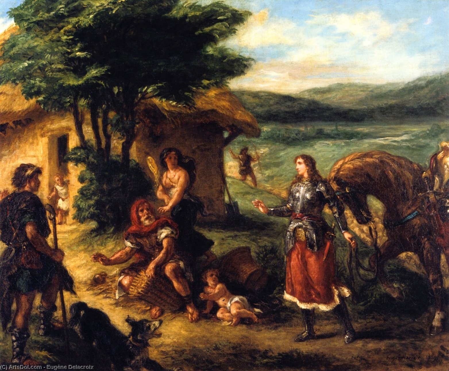 Wikioo.org - The Encyclopedia of Fine Arts - Painting, Artwork by Eugène Delacroix - Erminia and the Shepherds