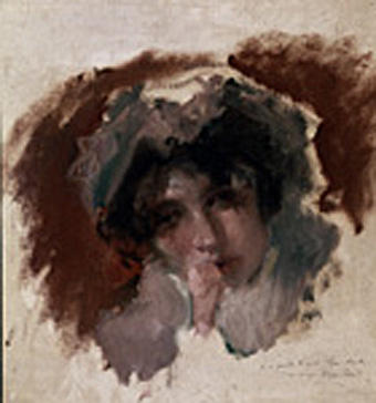 Wikioo.org - The Encyclopedia of Fine Arts - Painting, Artwork by Emilio Sala Y Frances - Estudio de Cabeza