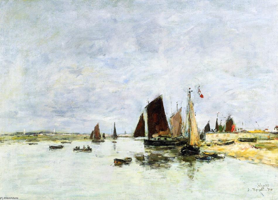 Wikioo.org - The Encyclopedia of Fine Arts - Painting, Artwork by Eugène Louis Boudin - Etaples, Boats in Port