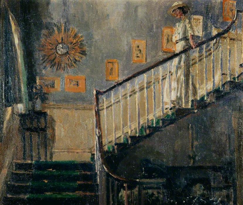 Wikioo.org - The Encyclopedia of Fine Arts - Painting, Artwork by Walter Richard Sickert - Ethel Sands Descending the Staircase at Newington