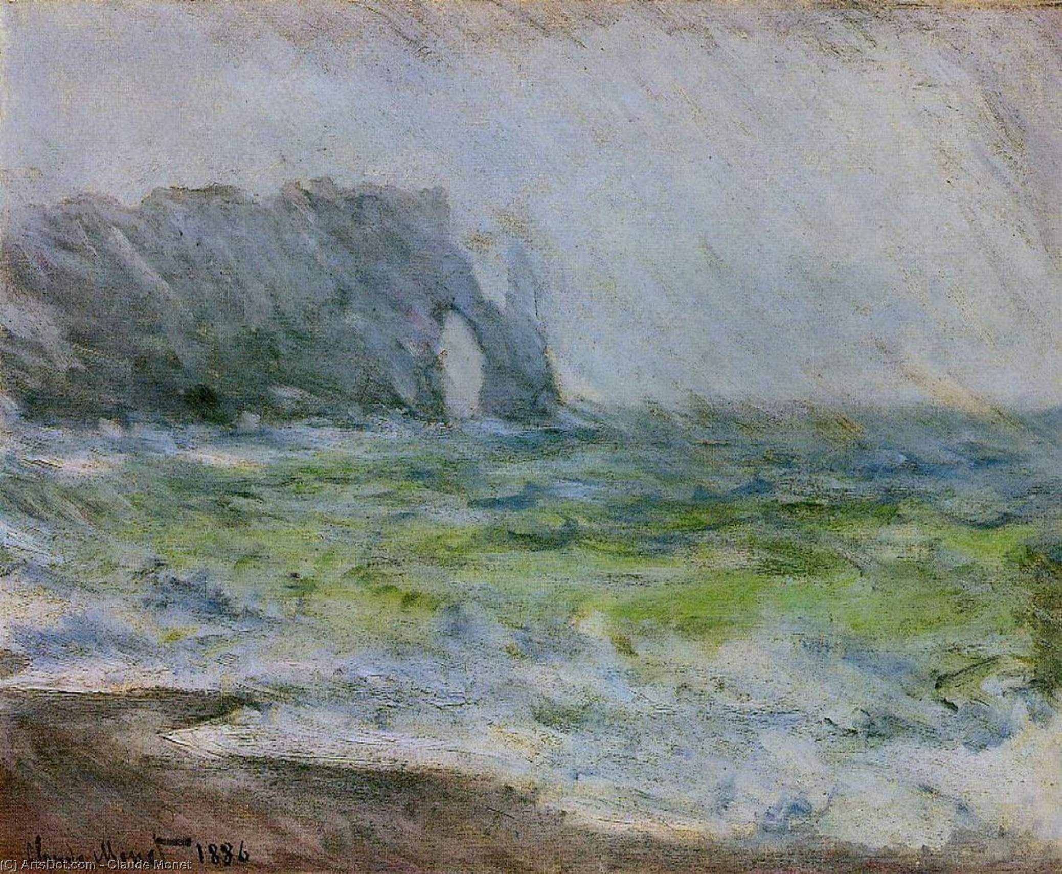 WikiOO.org - Encyclopedia of Fine Arts - Maleri, Artwork Claude Monet - Etretat in the Rain