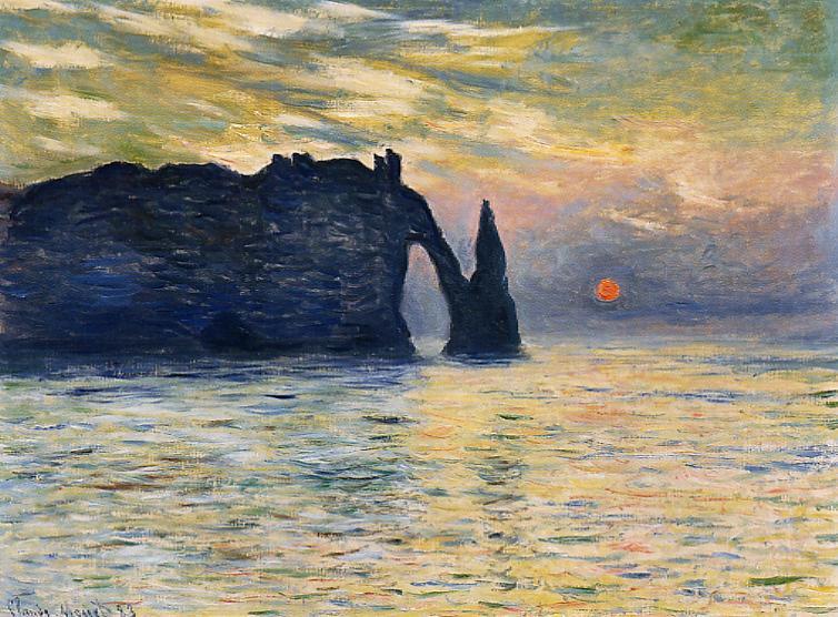 Wikioo.org - สารานุกรมวิจิตรศิลป์ - จิตรกรรม Claude Monet - Etretat, Sunset
