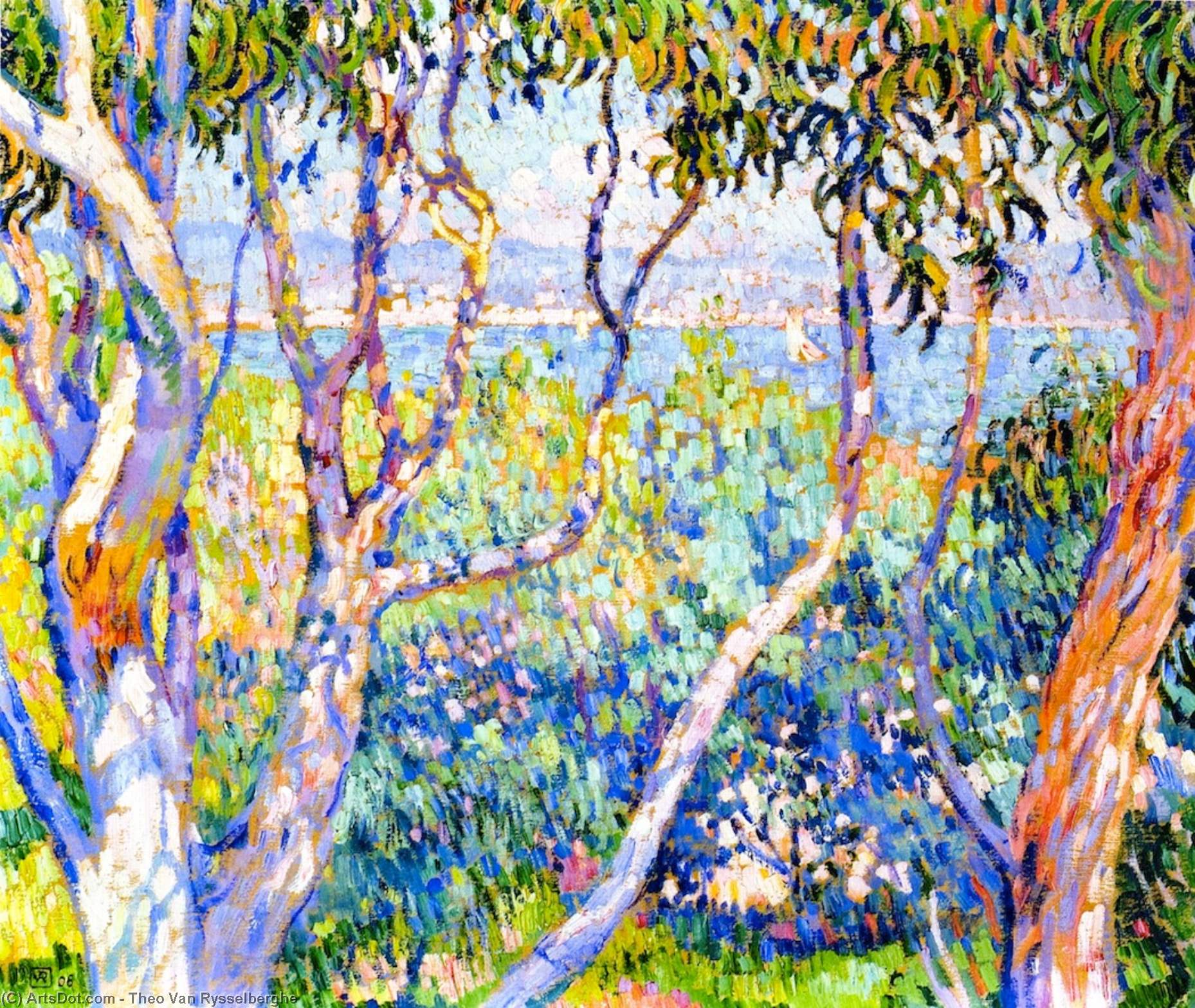 Wikioo.org - The Encyclopedia of Fine Arts - Painting, Artwork by Theo Van Rysselberghe - Eucalyptus, at Saint-Tropez