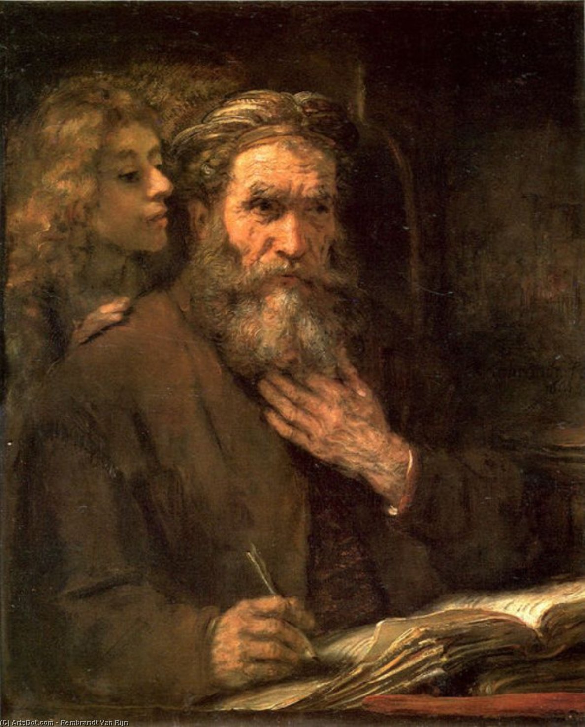 Wikioo.org - Bách khoa toàn thư về mỹ thuật - Vẽ tranh, Tác phẩm nghệ thuật Rembrandt Van Rijn - Evangelist Matthew