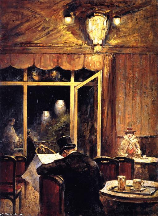 Wikioo.org - The Encyclopedia of Fine Arts - Painting, Artwork by Lesser Ury - Evening at Café Bauer