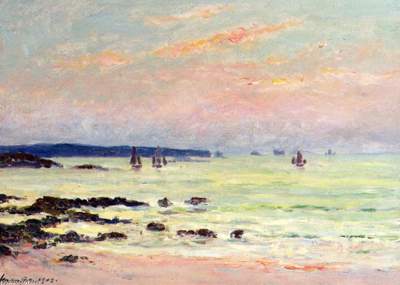 Wikioo.org - The Encyclopedia of Fine Arts - Painting, Artwork by Maxime Emile Louis Maufra - Evening at the Sea, Quiberon