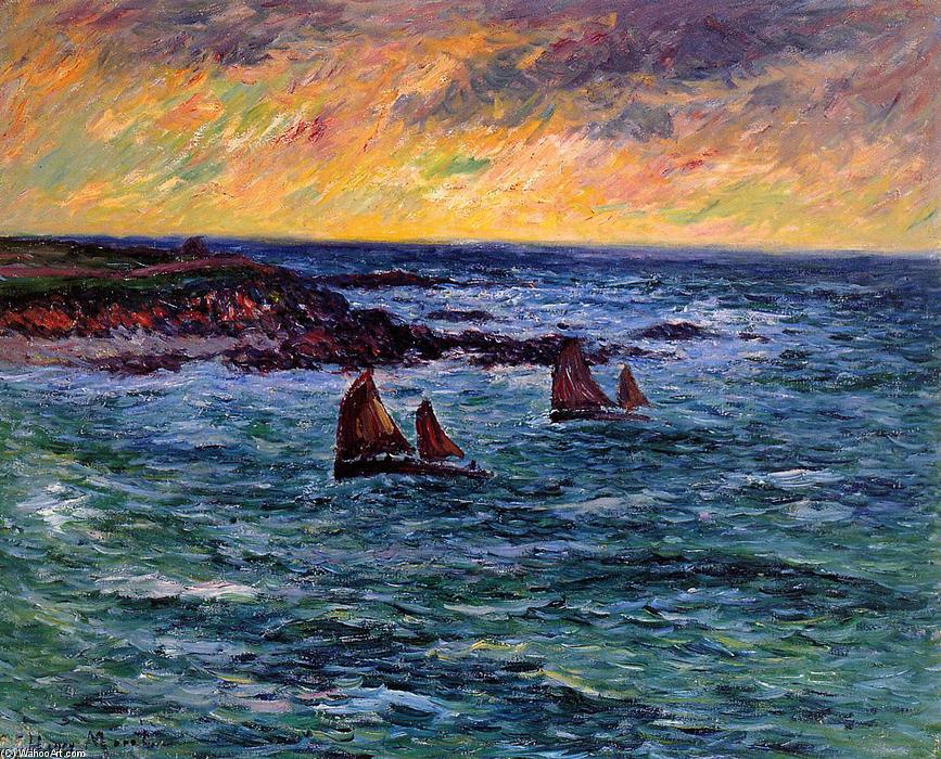 Wikioo.org - The Encyclopedia of Fine Arts - Painting, Artwork by Henri Moret - Evening, Audierne