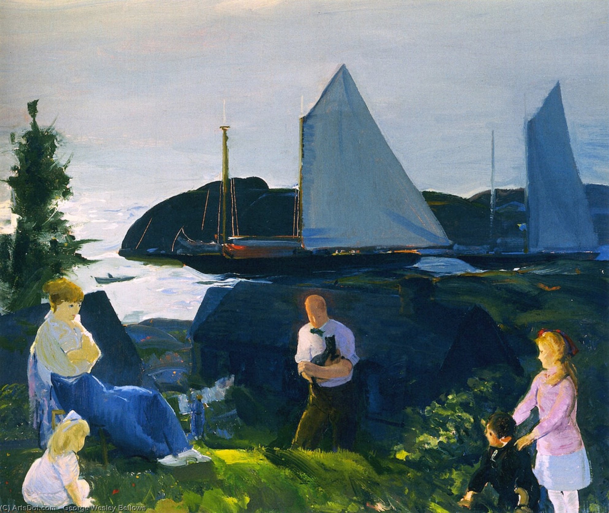 Wikioo.org - The Encyclopedia of Fine Arts - Painting, Artwork by George Wesley Bellows - Evening Group