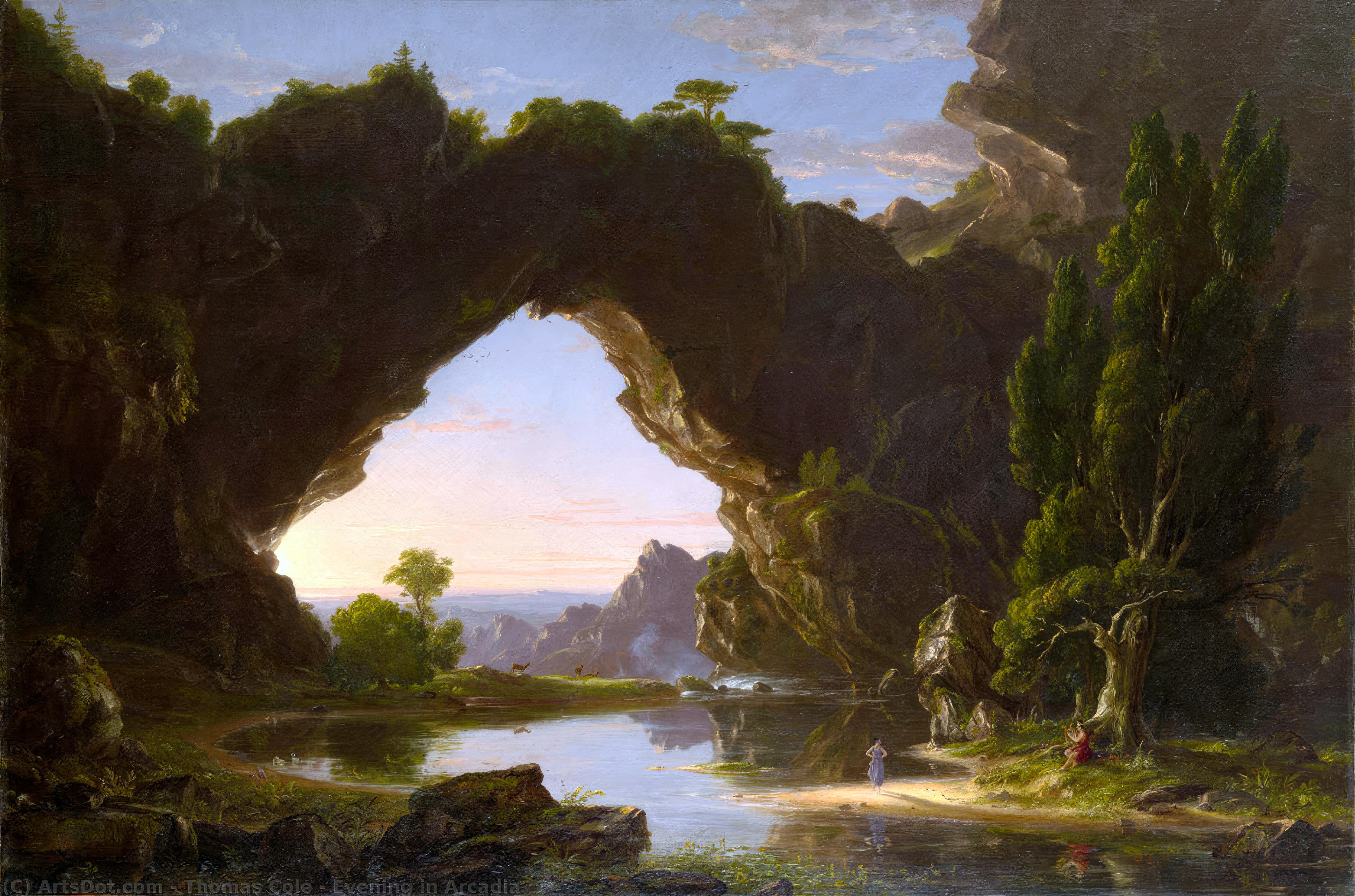 Wikioo.org - The Encyclopedia of Fine Arts - Painting, Artwork by Thomas Cole - Evening in Arcadia