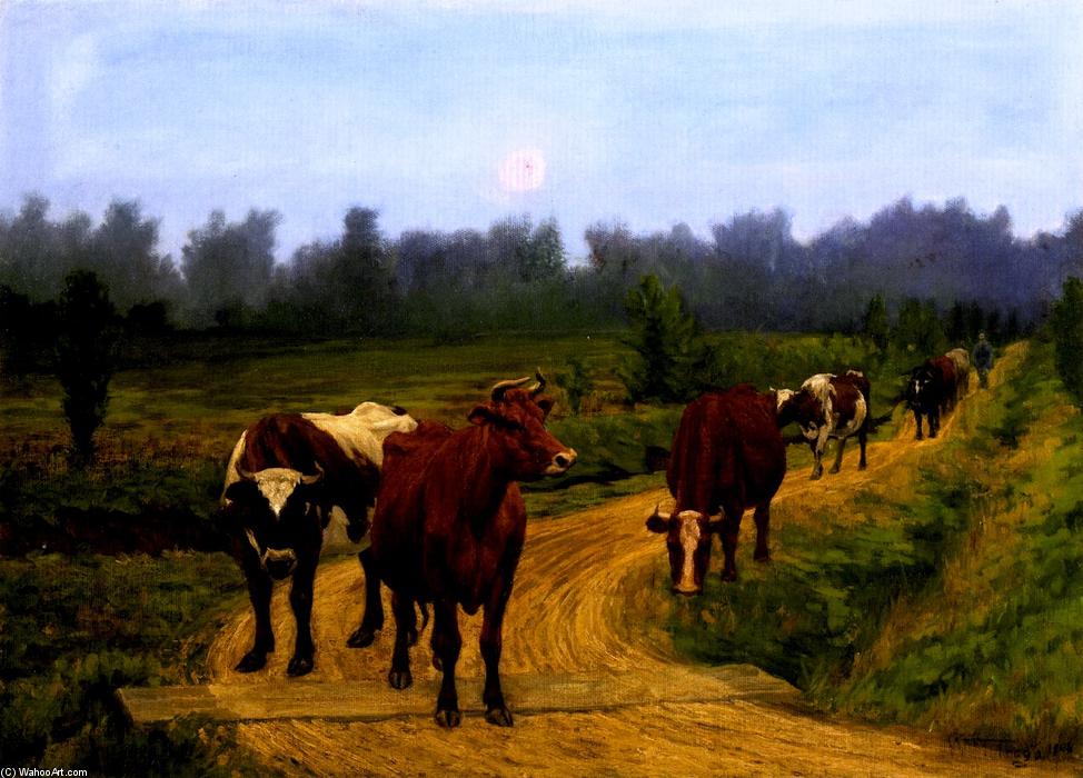 Wikioo.org - The Encyclopedia of Fine Arts - Painting, Artwork by William Trego - Evening, Into the Barn