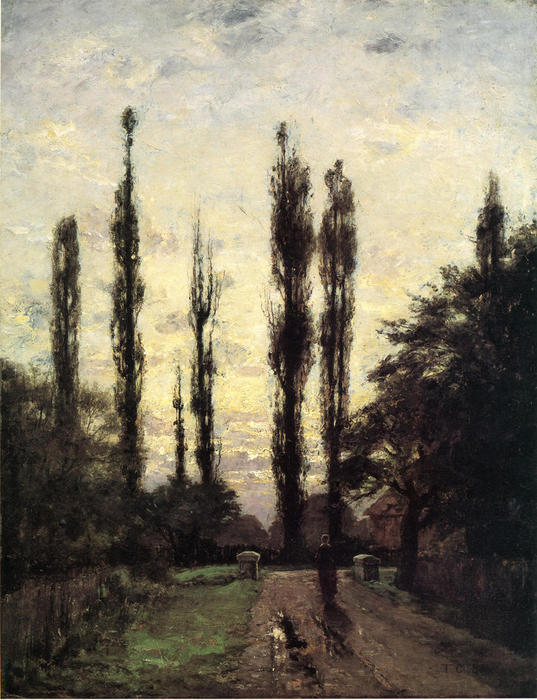 WikiOO.org - Encyclopedia of Fine Arts - Lukisan, Artwork Theodore Clement Steele - Evening, Poplars