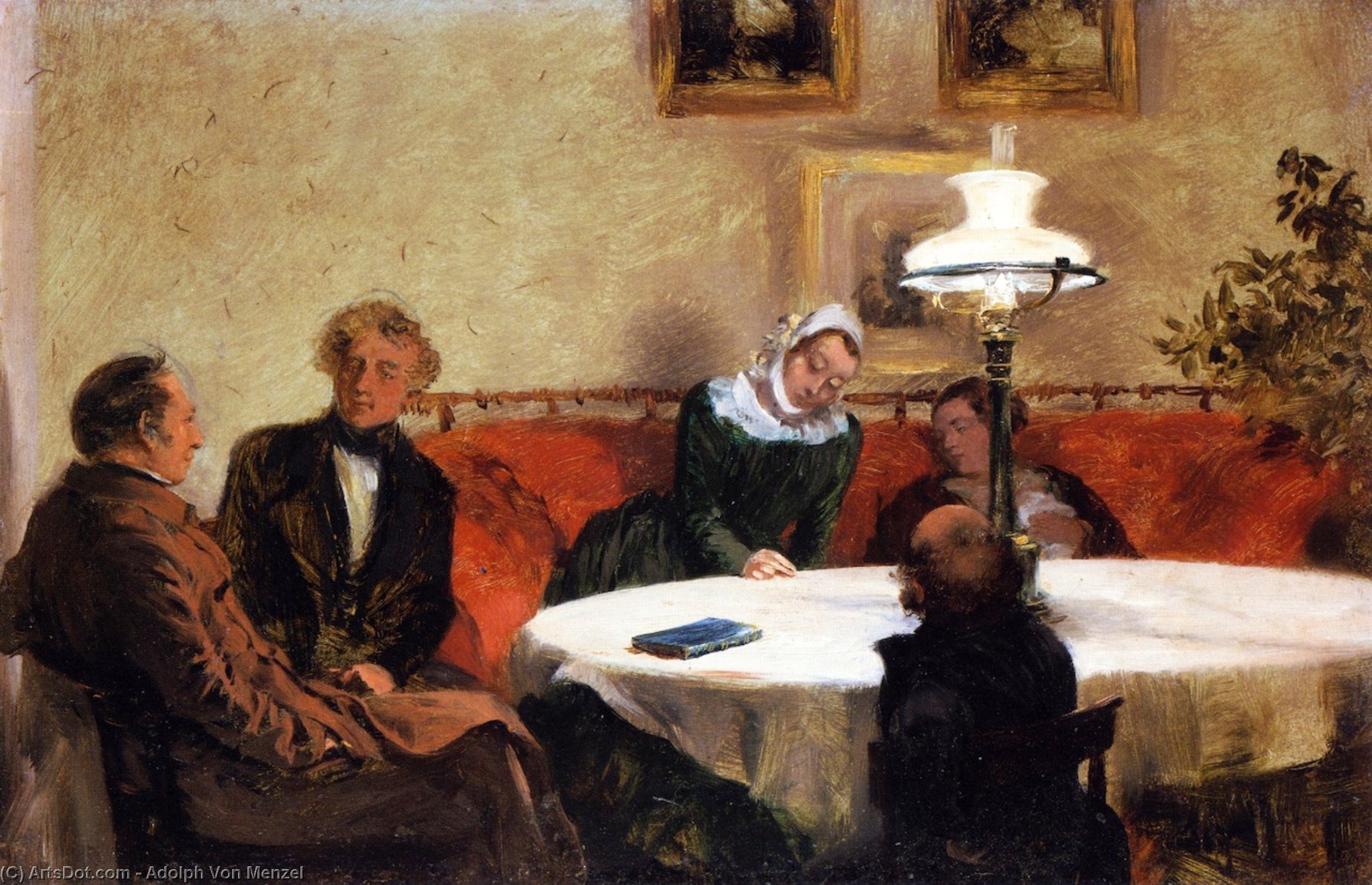 Wikioo.org - สารานุกรมวิจิตรศิลป์ - จิตรกรรม Adolph Menzel - An Evening Together