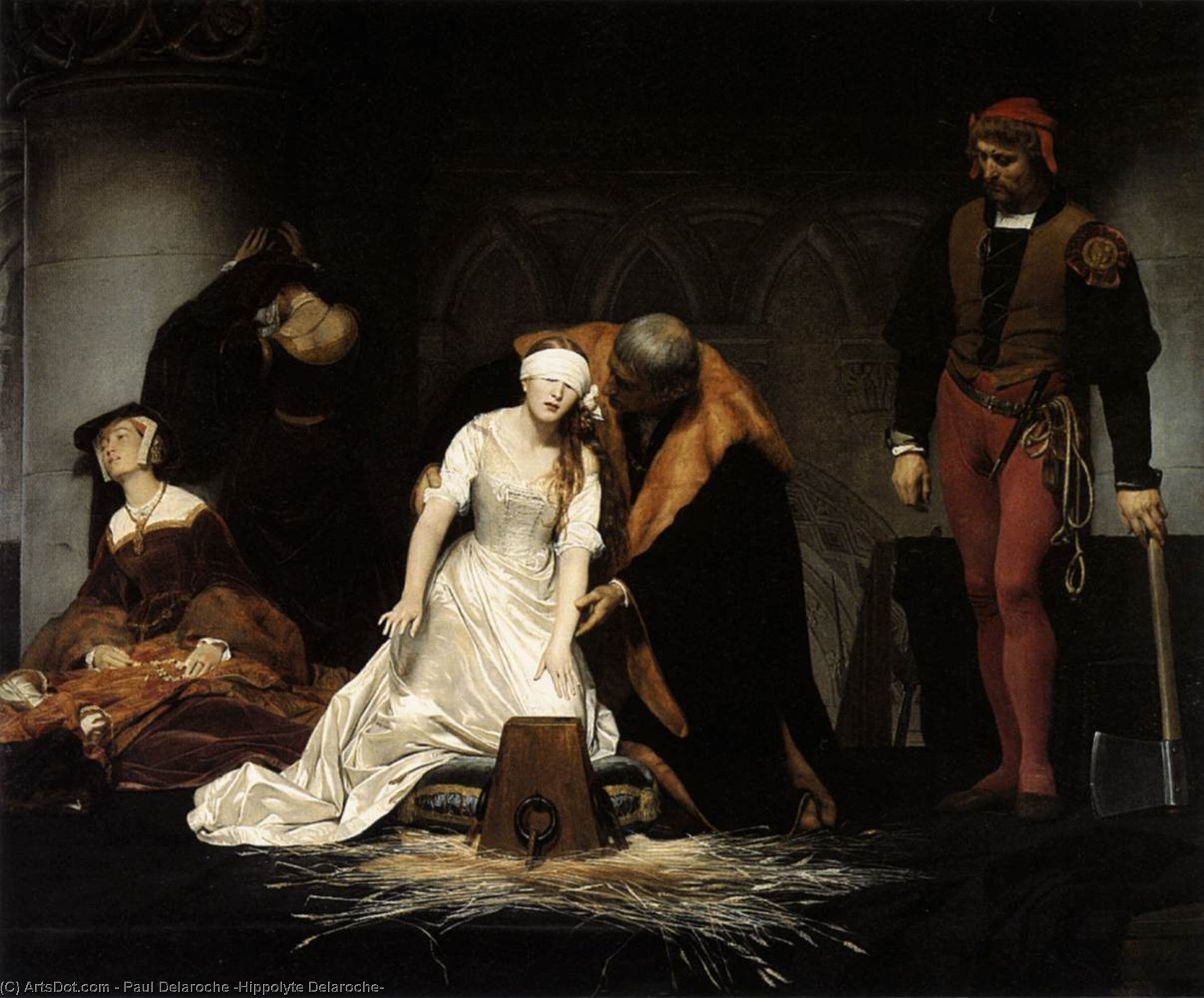 Wikioo.org - The Encyclopedia of Fine Arts - Painting, Artwork by Paul Delaroche (Hippolyte Delaroche) - The Execution of Lady Jane Gray