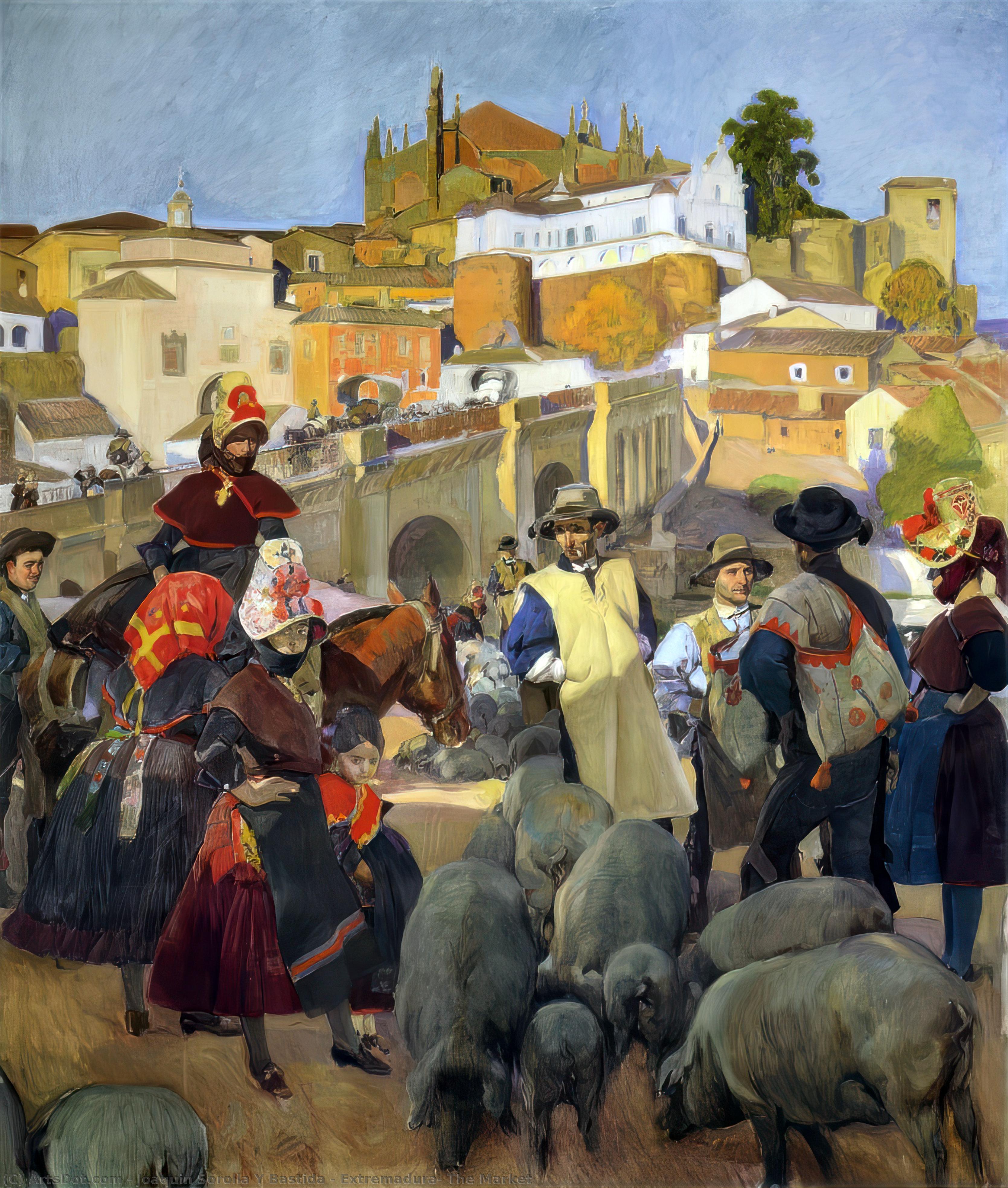 Wikioo.org - The Encyclopedia of Fine Arts - Painting, Artwork by Joaquin Sorolla Y Bastida - Extremadura, The Market