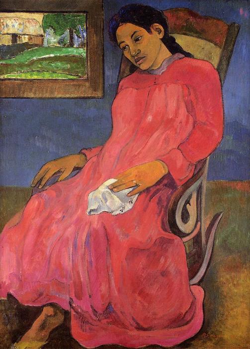 WikiOO.org - Encyclopedia of Fine Arts - Schilderen, Artwork Paul Gauguin - Faaturuma (also known as Melancholy)