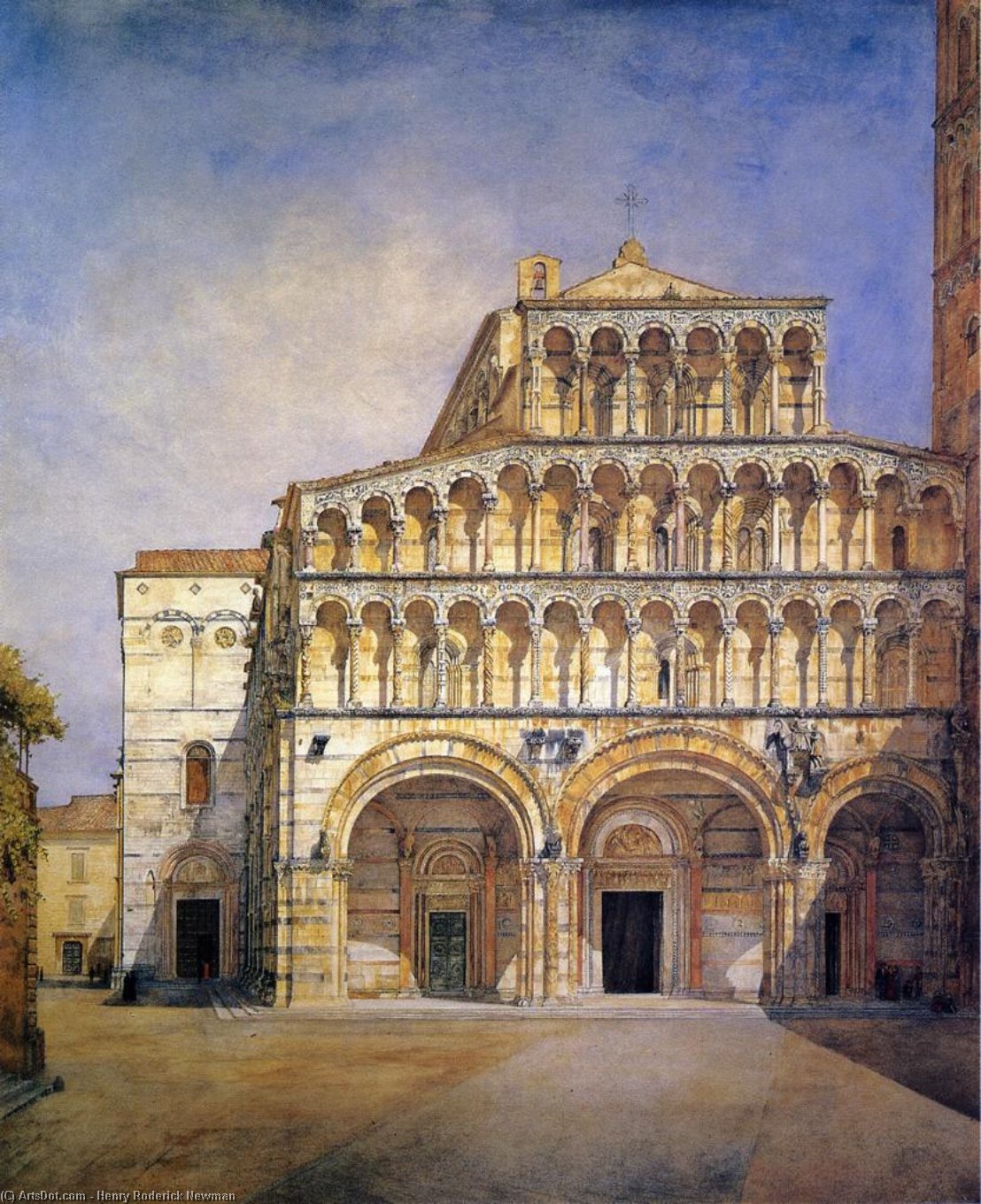 Wikioo.org - The Encyclopedia of Fine Arts - Painting, Artwork by Henry Roderick Newman - The Facade of the Duomo at Lucca